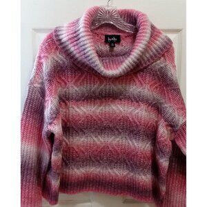 By&By Cowl Neck Long Sleeve Ombre Pullover Sweater Womens Junior Sz XL NWT Pink